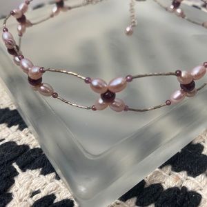 Pink pearl choker